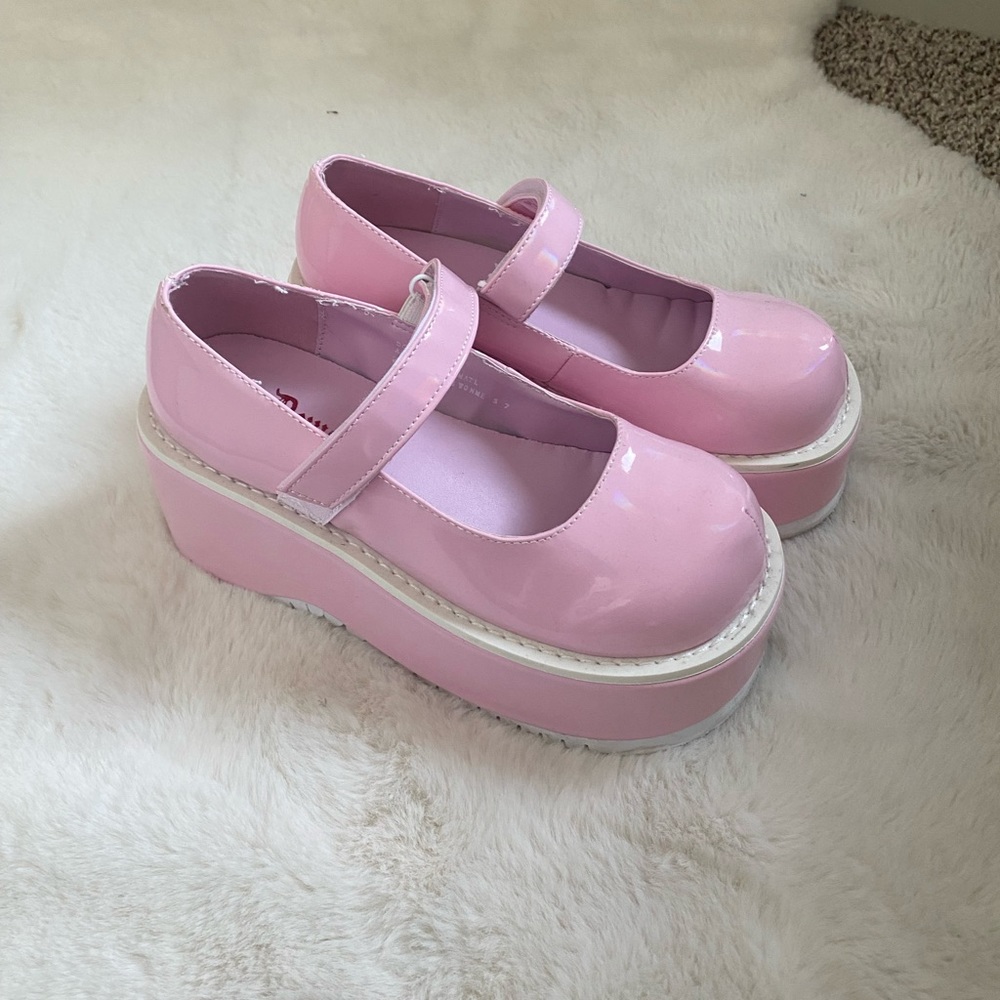 Demonia Pink Platform Mary Janes
